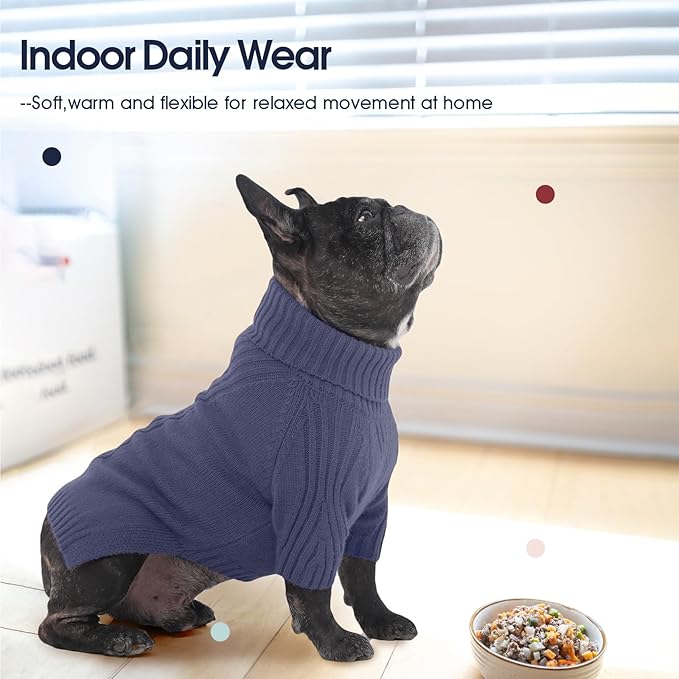 IECOii Extra Large Dog Sweater 4XL,Thermal Warm Dog Sweaters for Giant Breed Dogs,Turtleneck Knitted Knitwear for Pet Winter,Stretchy&Easy On Doggy Sweatshirt for Doberman,Great Dane(Blue,XXXXL)
