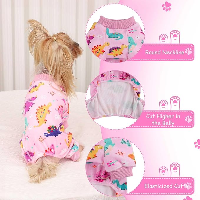 Kosiyi Dog Clothes for Small Dogs Stretch Dog Pajamas, Fleece Winter Spring Outfit Girl Boy, Lightweight Velvet Pet Jumpsuit, Pjs, Onesies Puppy Apparel