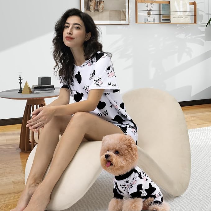 XPUDAC Matching Dog and Owner Clothes Dog Pajamas for Small Medium Dogs Stretchable Pet Onesies, Owner and Doggie Pjs are Sold Separately, L