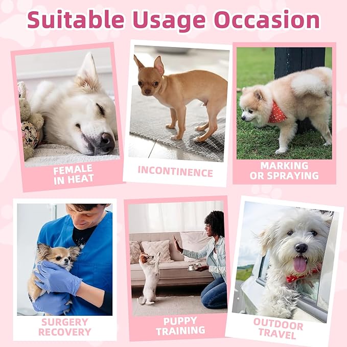 Disposable Dog Diapers Female 90 Count Doggie Diapers for Female Dogs (Waist 16-22 in XL) Super Absorbent Extra Large Dog Pads for Heat Excitable Urination or Incontinence - Pink
