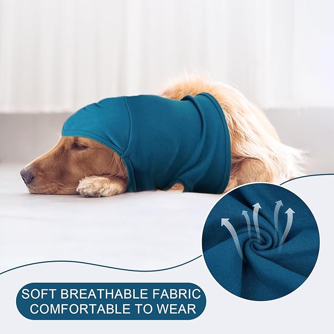 NACOCO Dog Calming Hoodie - Adjustable No Shake Dog Ear Covers Pet Head Ear Wrap Muffs Noise for Grooming Bath Fireworks(Dark Blue, M)