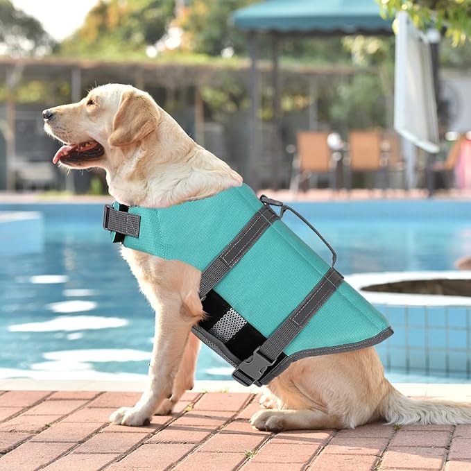 Doglay Dog Life Jacket, Dog Life Vest for Swimming Boating, Adjustable Puppy Life Jacket with Reflective Stripes, Superior Buoyancy Dog Swimming Vest for Small Medium and Large Dogs