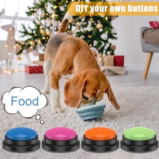 4Pcs Dog Buttons for Communication Voice, Recording Button Dogs for Words Talking and Answer, Buttons Personalized Sound Answering Buzzer Best Toys fit Dog Tranning(4pcs-red)