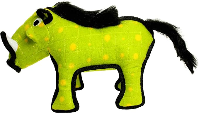 TUFFY - World's Tuffest Soft Dog Toy - Desert Warthog Green- NO Squeakers - Multiple Layers. Made Durable, Strong & Tough. Interactive Play (Tug, Toss & Fetch). Machine Washable & Floats