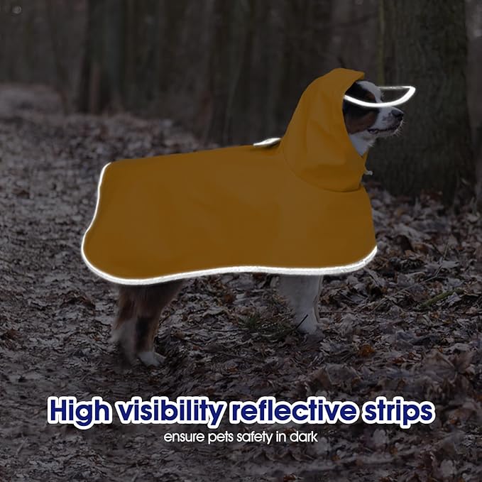 FUAMEY Extra Large Dog Raincoat | Clear Hood, Waterproof, Forest Adventures, Reflective Strips, Belly Coverage, Labrador