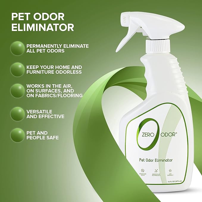 Zero Odor - Pet Odor Eliminator - Permanently Eliminate Air & Surface Odors 16 Oz – Litter Odor Eliminator 64oz Refill