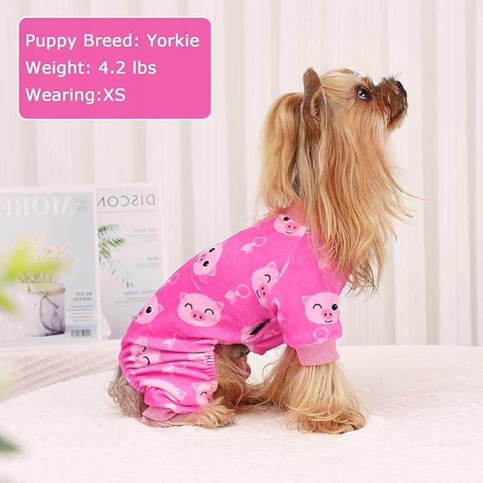 Kosiyi Dog Clothes for Small Dogs Girl Boy Puppy Pajamas, Stretch Fleece Winter Spring Outfit, Lightweight Velvet Pet Jumpsuit, Pjs, Onesies Dog Apparel