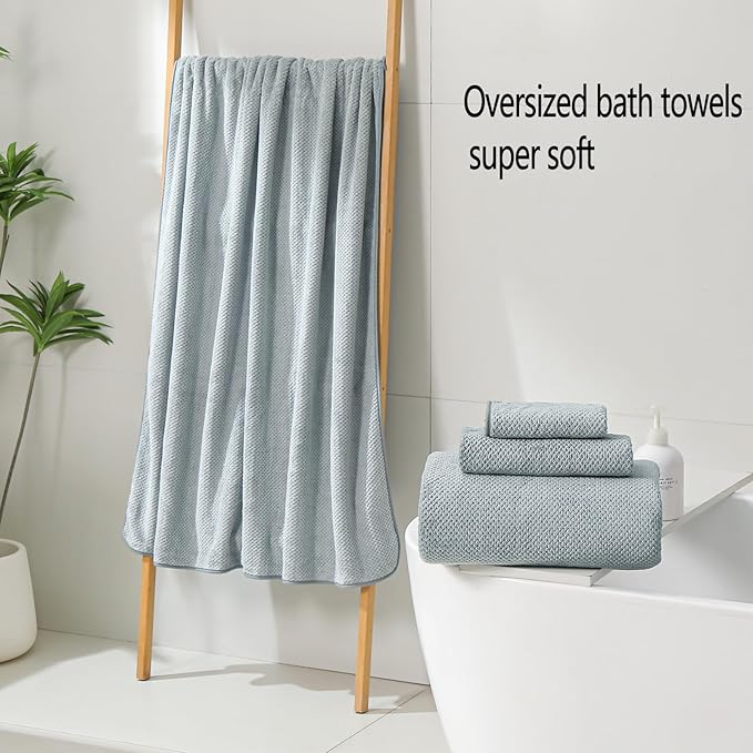 YTYC Towels,39x78 Inch Oversized Bath Sheets Towels for Adults Luxury Bath Towels Extra Large Sets for Bathroom Super Soft Highly Absorbent Microfiber 80% Polyester (Grey,2 Piece)