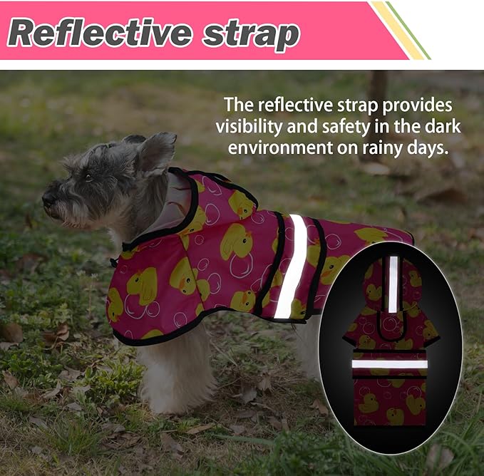 KOOLTAIL Dog Raincoat Hooded Slicker Poncho with Leash Hole, Dog Raincoat for Small Medium Dogs,Waterproof Plush Fleece Lining Pet Rain Jacket with Reflective Adjustable Strip Puppy Rainwear Pink M