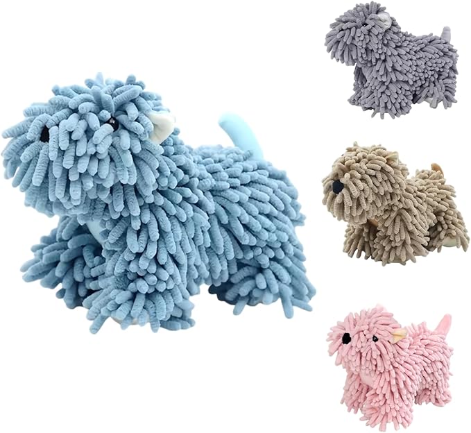 Cute Puppy Chenille Hand Towel, Puppy Shape Fuzzy Ball Hand Towel, Fluffy Soft Absorbent Chenille Towels, Absorbent Decorative Fuzzy Ball Hanging Towel for Bathroom, Washstand (Blue)