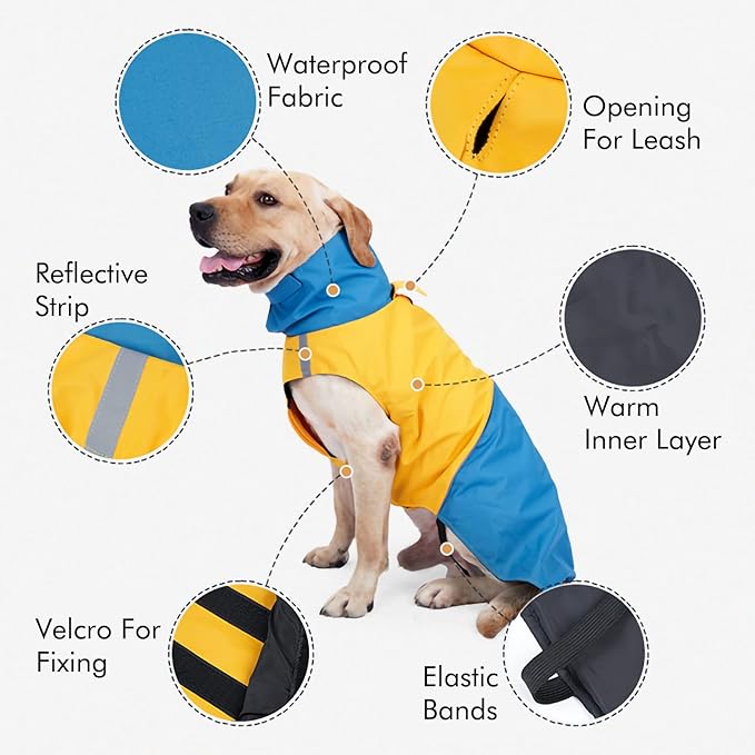 S Windproof Dog Winter Jackets - Outdoor Coats for Cold Weather & Rain, Waterproof with Leash Hole