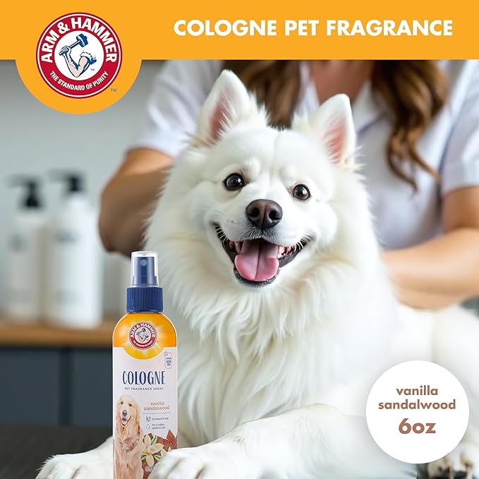 Arm & Hammer for Pets Cologne Pet Fragrance Spray for Dogs with Deodorizing Baking Soda, Vanilla Sandalwood Scented Dog Spray, 6 Ounces