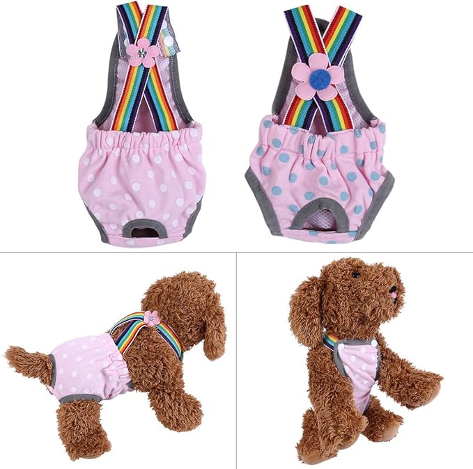 EVTSCAN Washable Female Dog Diapers Underwear, 6Sizes Pet Sanitary Pants Cloth Diaper Nappy Covers Underwear Reusable Suspender(M/12号)