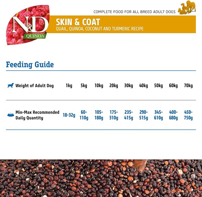 Farmina N&D Functional Quinoa Skin & Coat Quail Coconut and Turmeric Dry Dog Food 15.4 Pounds