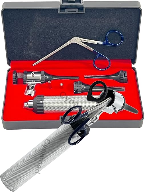 ArtLaB-Premium Veterinary Otoscope Set Kit Veterinary Diagnostic Set Instrument with Reusable Ear Speculas Set -Veterinary Diagnostic Otoscope Set and Hartman Speculum (Vet Slit Head with Forceps)