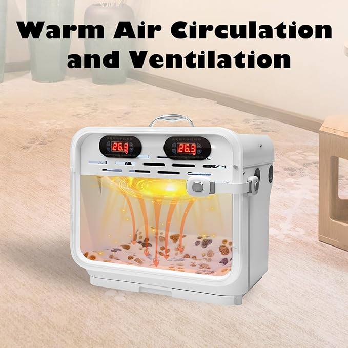 Intelligent Constant Temperature Puppy Incubator - Portable Pet Brooder for Puppies, Kittens, Birds & Small Mammals, Quiet Air-Warming Kitten Incubator with Dual Thermostat Control
