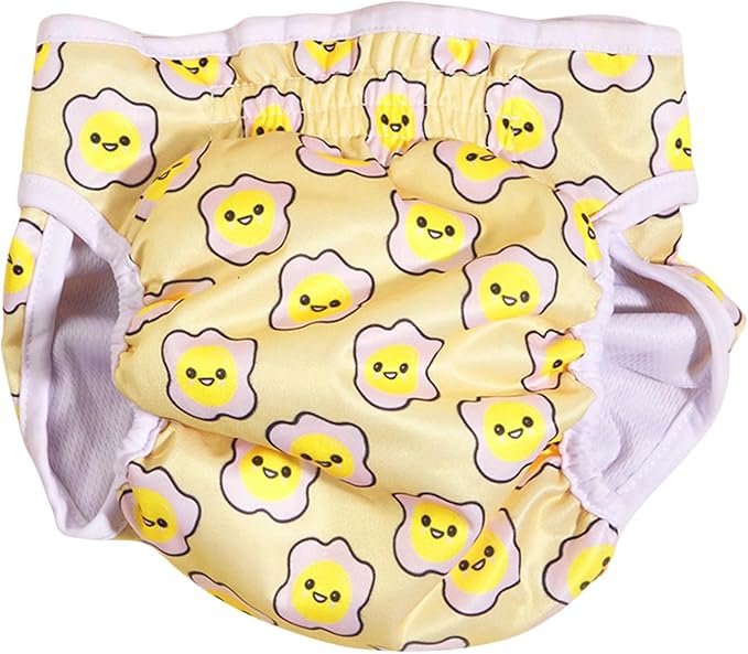 HDKUW Female Dog Diaper, Cute Washable Sanitary Pantie Reusable Puppy Sanitary Pants Pet Underwear Diapers Jumpsuits for Dogs Girl in Heat Period Sun L
