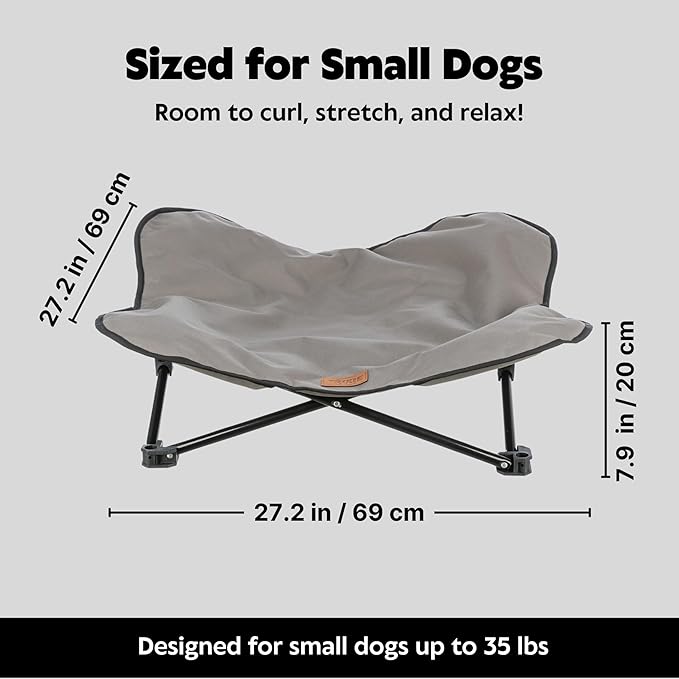 Trixie Camping Cot for Small Dogs up to 35 lb, Elevated Pet Travel Bed 27.2" x 27.2", Portable Steel Frame Lounger with Removable Topper, Foldable Design, Storage Bag Included