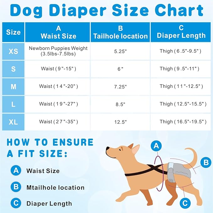 Idepet Female Dog Diapers with Suspender Detachable, 3 Pack Washable Reusable Girl Doggie Diapers for Small Medium Female Dog in Heat Period Cycle Urinary Incontinence Training L