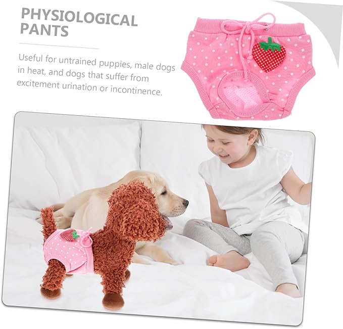 SUPVOX Pet Physiological Pants for Male Dogs Washable Strawberry Dot Comfortable Dog Diapers for and Heat for Home Use and Potty Training