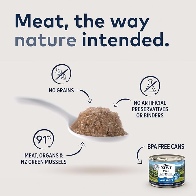 ZIWI Peak Canned Wet Dog Food – All Natural, High Protein, Grain Free, Limited Ingredient, with Superfoods (Lamb, Case of 12, 6oz Cans)