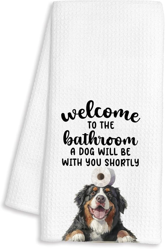 Funny Bernese Mountain Dog Hand Towels for Bathroom Decor, Bernese Mountain Dog Gifts, Dogs Lover Gifts Decorative Hand Towels for Bathroom Restroom Room, 16x24 Inch
