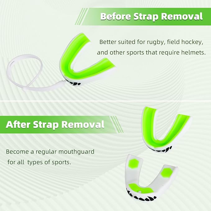 MENOLY 3 Packs Kids Youth Mouth Guard with Strap for Football - Mouth Guard Football Age 6-10 with Cases for Boxing, Lacrosse, Hockey, Basketball, MMA, Wrestling and Other Contact Sports Age 7-12