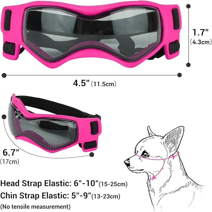 PETLESO Dog Goggles Small Breed, Dog Sunglasses UV Protection Puppy Eyewear for Small Pet Outdoor Riding Driving, Pink S