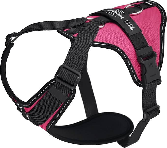 JK9 Longwalk Light Dog Harness with Tracker Pocket, DarkPink, Size: XL