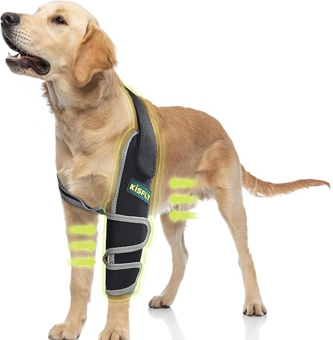 Dog Elbow Brace for Dogs, Provides Elbow & Shoulder Support, Helps with Hygroma, Calluses & Pressure Sores, Elbow Protector Prevents Licking, Reflective Design, Left Leg, Size XXL