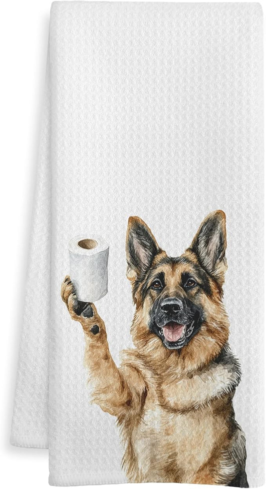 Funny German Shepherd Gifts Bathroom Hand Towels, German Shepherd Dog Lovers Gifts Decorative Hand Towels for Kids Guest Bathroom Washroom Half Bath, 16X24 Inch
