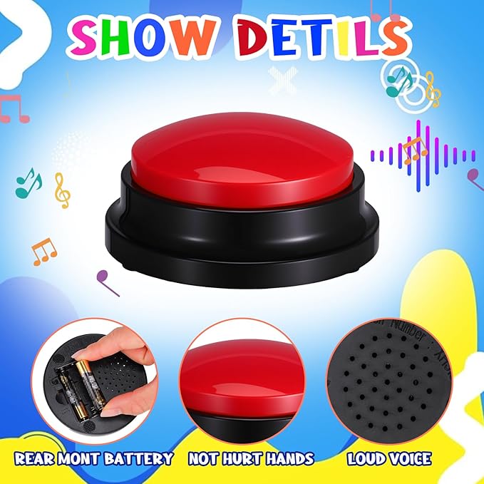 10 Pieces Recordable Answer Buzzers Button Answer Buzzers Game Show Buzzer Recordable Button Classroom Buzzers Perfect for Study Office Home and Pet Buttons Training Toy Multicolor