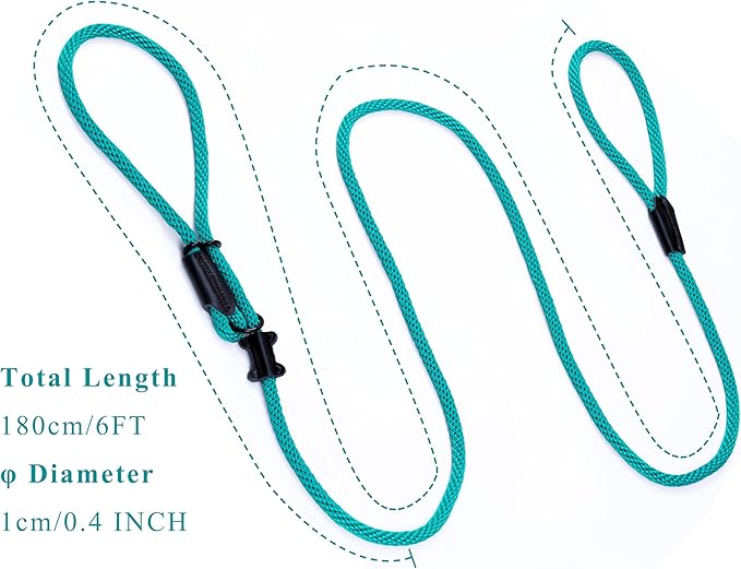 Multifunctional Figure 8 Padded Head Halter Walking Training Leather Stopper Slip Lead Dog Rope Leash (Turquoise)
