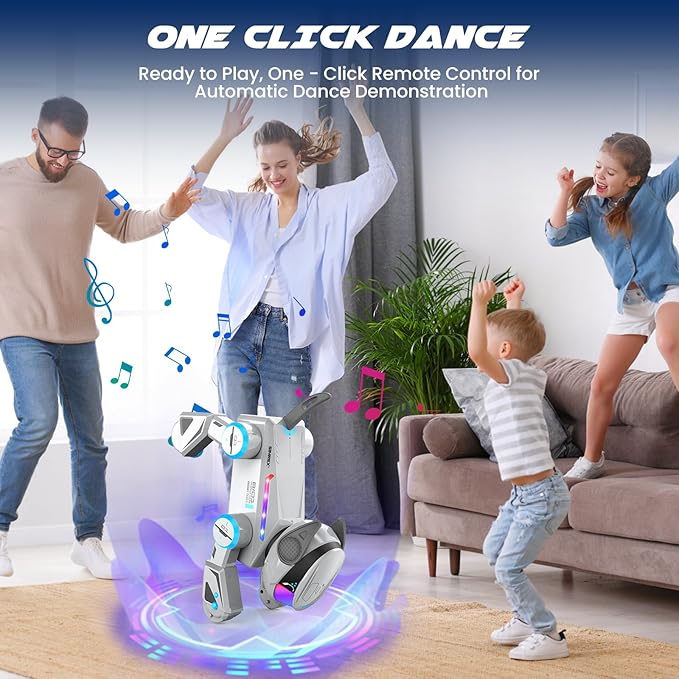 SIMREX Robot Dog Toys for Kids – Smart Interactive Robot Puppy with Bluetooth,Touch Sensor, Dance Tricks, LED Eyes, 2 Rechargeable Batterys, Gift for Kids Boys and Girls(Gray)