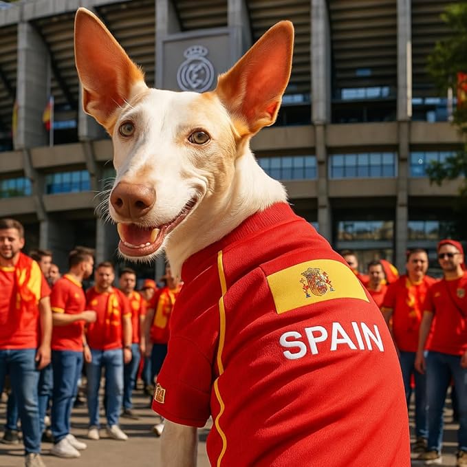 Parisian Spain Dog Jersey - Breathable Mesh Puppy Football Jersey - Lightweight Stretch Sporty Dog Clothes - Summer Shirts for Large Dogs - Soccer Jersey for Dogs - Sportswear Pet Clothes