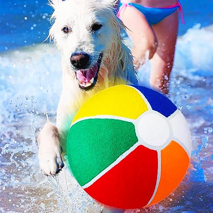 Shappy 1 Pcs Dog Water Toys Giant Pet 9.5 Beach Ball Pool Toys Beach Materials Dog Ball with Air Pump Large Pet Toy Funny Outdoor Sports for Small Medium Puppy Birthday Gift Summer Swimming Pool