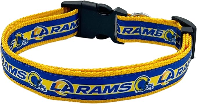 Pets First NFL Los Angeles Rams Licensed PET COLLAR, Medium - Heavy-Duty, Strong, and Durable Dog Collar. Available in 31 Football Teams and 4 Sizes