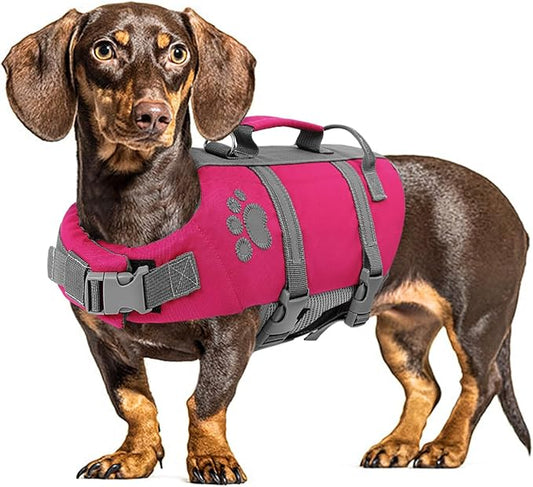 Queenmore Small Dog Life Jacket, Ripston Puppy Life Vest, Small Dog Life Vest for Swimming, Safety Doggie Swimming Vest with Handle, Puppy Life Vest for Boating Pet Lifesaver for Swim Water Pool