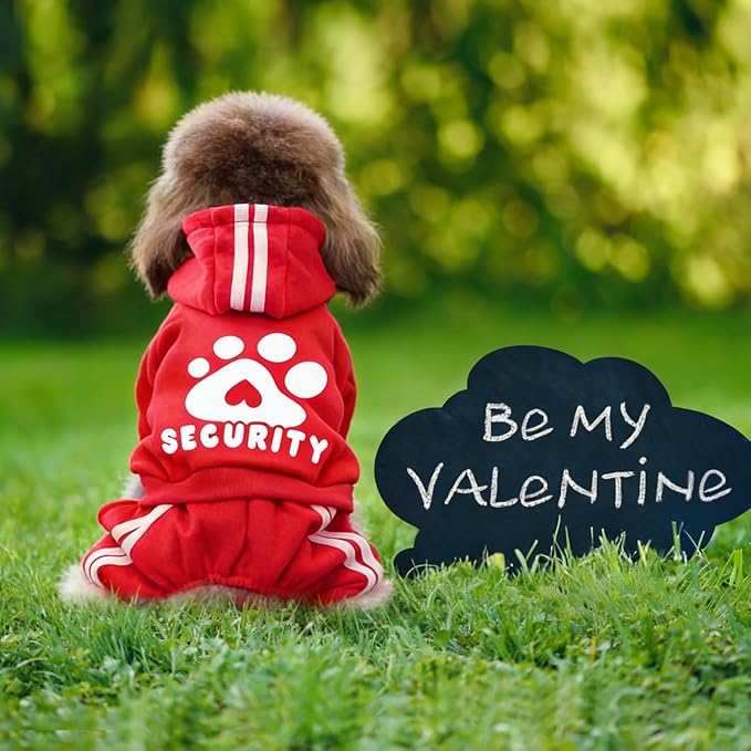 Dog Hoodie Security Clothes 4 Legs Jumpsuit Sweatshirt Hoodies Soft & Warm Dog Outfit Pullover Dog Winter Clothes Sweater for Small Medium Large Dogs Cats (Red, XX-Large)