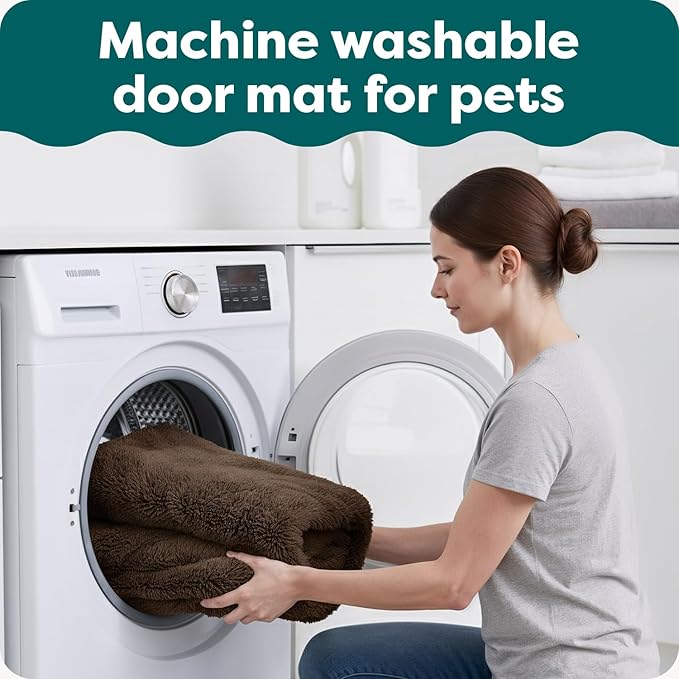 Furhaven 60" x 48" Highly Absorbent Dog Door Mat for Muddy Paws, 100% Washable, Perfect for Entryway, Kitchen, & Bathroom Use - Chenille Shammy Rug - Mud (Brown), Jumbo Plus/XXXL
