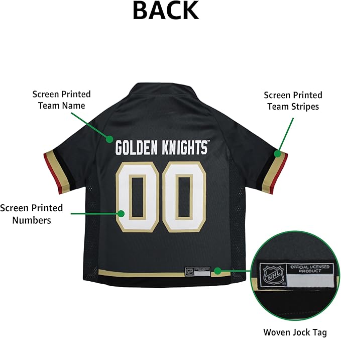 NHL Las Vegas Golden Knights Jersey for Dogs & Cats, Medium. - Let Your Pet Be A Real NHL Fan!