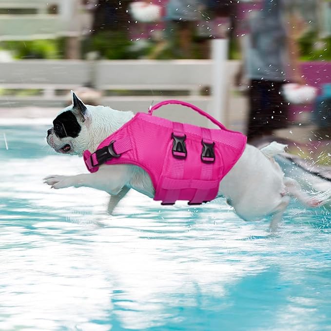 Kuoser Dog Life Jacket XL, High Flotation Doggie Life Vest for Swimming Boating, Reflective Swimming Vest Pet Water Preserver with Rescue Handle