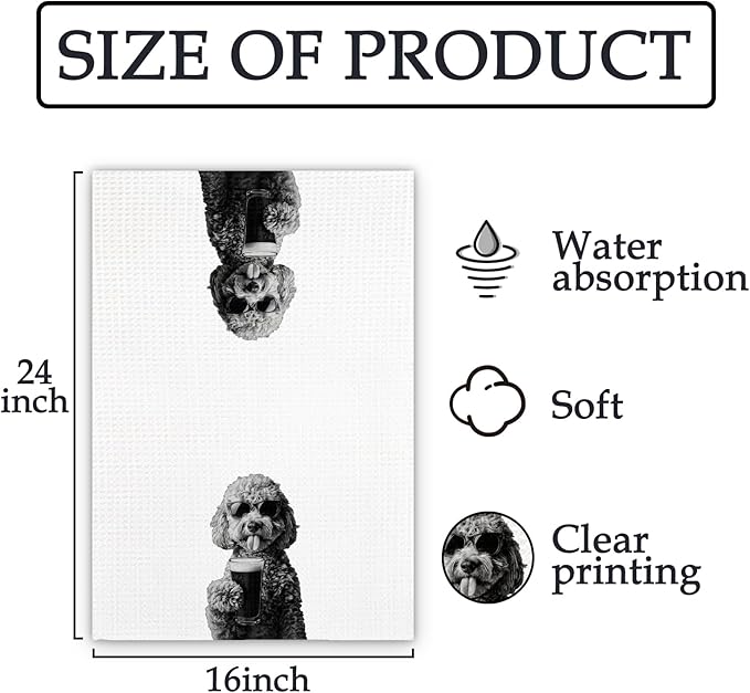 Goldendoodle Gifts Beer Kitchen Towels, Gifts for Golden Doodle Dog Beer Lovers Decorative Hand Dish Towel for Kitchen Home Bar,Funny Goldendoodle Dog BeerLover Home Bar Kitchens Decor(16x24In)