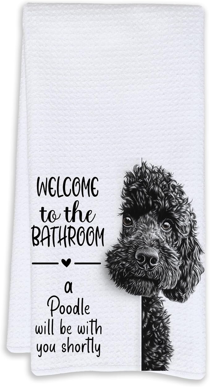 Cabana Bro Funny Poodle Bathroom Hand Towels, Black Poodle Gifts, Dog Lovers Mom Dad Gifts Decorative Hand Towels for Kids Guest Bathroom Washroom Half Bath, 16x24 Inch