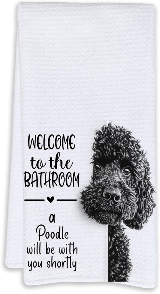 Cabana Bro Funny Poodle Bathroom Hand Towels, Black Poodle Gifts, Dog Lovers Mom Dad Gifts Decorative Hand Towels for Kids Guest Bathroom Washroom Half Bath, 16x24 Inch
