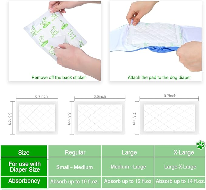 Dog Diaper Liners 100ct Super Soft and Absorbent Dog Diaper Booster Pads for Male Dog Belly Bands or Female Dog Diapers(X-Large, 100pcs)