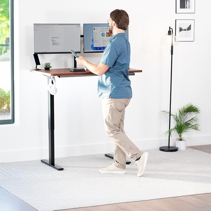 VIVO Universal 48 x 30 inch Solid One-Piece Table Top for Standard and Sit to Stand Height Adjustable Home and Office Desk Frames, Dark Walnut, DESK-TOP48-30D