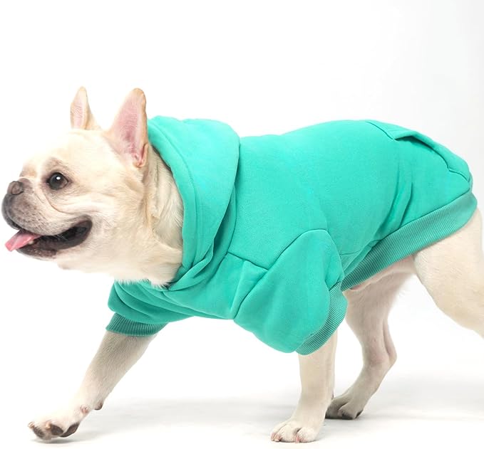 KOOLTAIL Dog Hoodie for Large Medium Small Dogs,Soft&Warm Pet Sweater with Leash Hole&Pocket Boy Girl,Puppy Fall Winter Jacket Clothes,French Pitbull Cold Weather Coat Sweatshirt,Lake Blue L