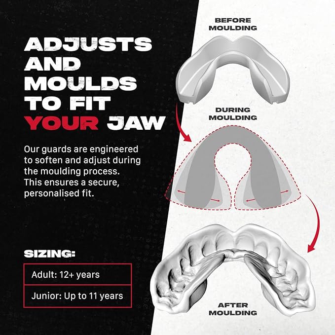 SAFEJAWZ Mouth Guard, Elements Dual Layer Mouthguard for Adults & Youth with Case, Easy Fit Remoldable Mouthpiece for Football, Boxing, Lacrosse, MMA, Basketball & All Contact Sports