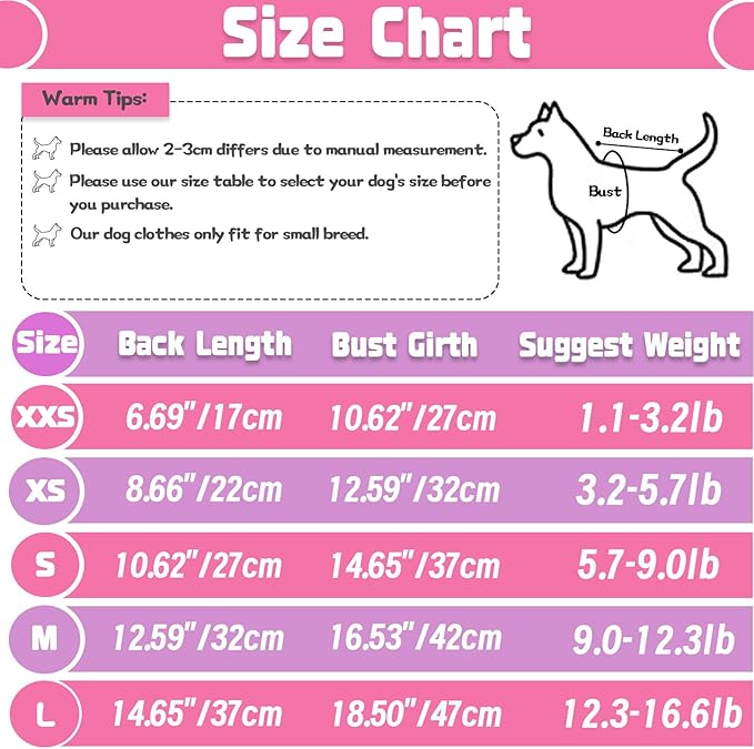 4 Pieces Chihuahua Clothes Cute Dog Clothes for Small Dogs Girl Puppy Shirt Yorkie Clothes Soft Pink Extra Small Dog Pet Clothing Comfortable XXS